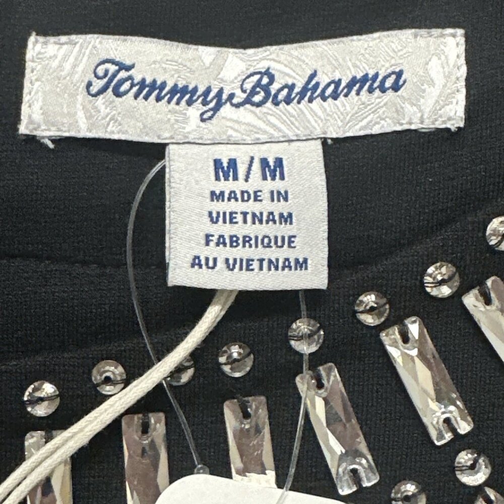 Tommy Bahama Darcy Beaded 3/4 Bracelet Sleeve Ponte Shift Dress Medium Black - Picture 7 of 9